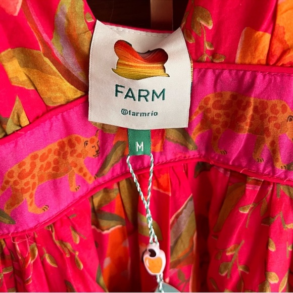 NWT Farm Rio Solar Forest Tiered Plunge Maxi Dress with Tie Straps Medium - Picture 5 of 6